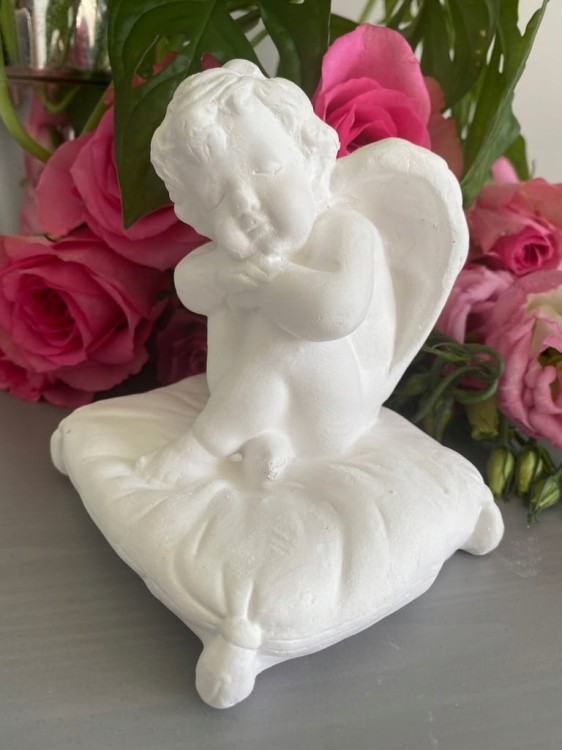ANIOŁ aniołek figurka rzeźba mały BIAŁY