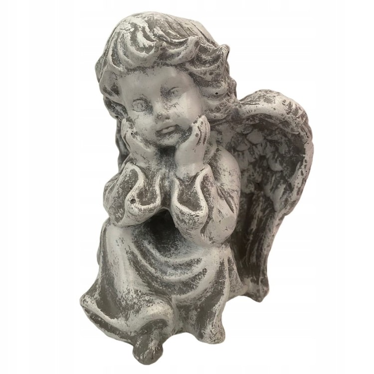 ANIOŁ aniołek figurka rzeźba ŚREDNI SZARY