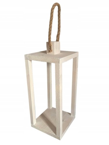 Lampion latarnia biały DREWNIANY 39 cm D