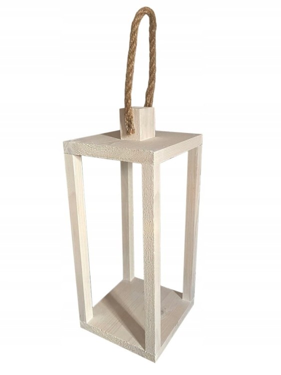 Lampion latarnia biały DREWNIANY 39 cm D
