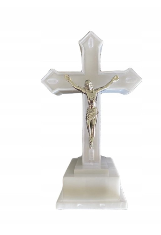 Znicz Krzyż ledowy niebieski 13cm