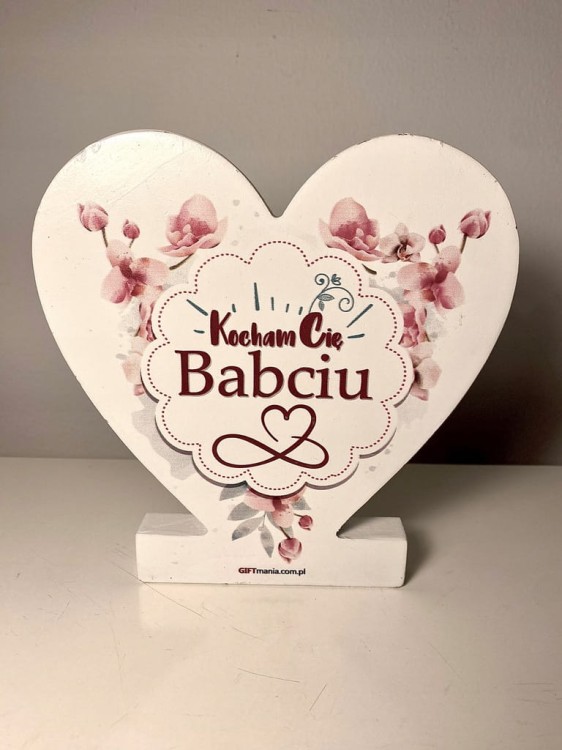 Drewniana pamiątka serce z napisem "Kocham Cię Babciu" DUŻA