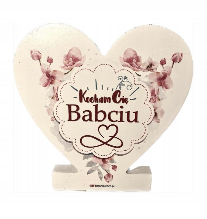 Drewniana pamiątka serce z napisem "Kocham Cię Babciu" DUŻA