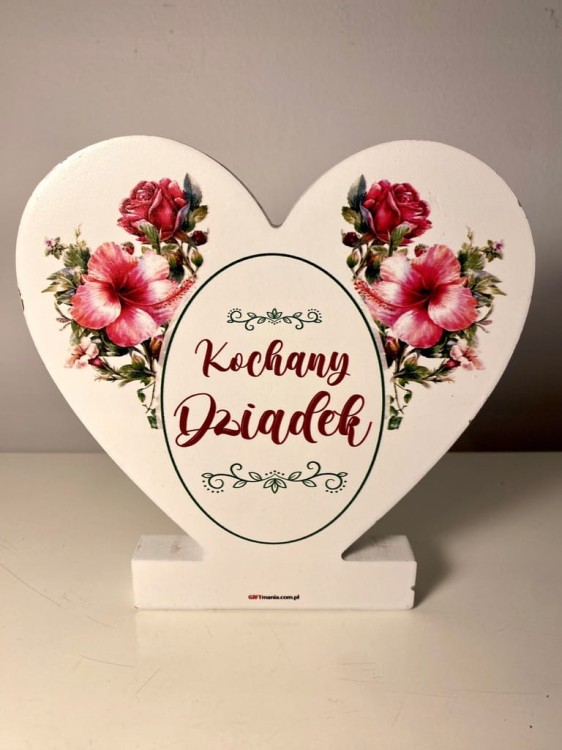 Drewniana pamiątka serce z napisem "Kochany Dziadek" DUŻA
