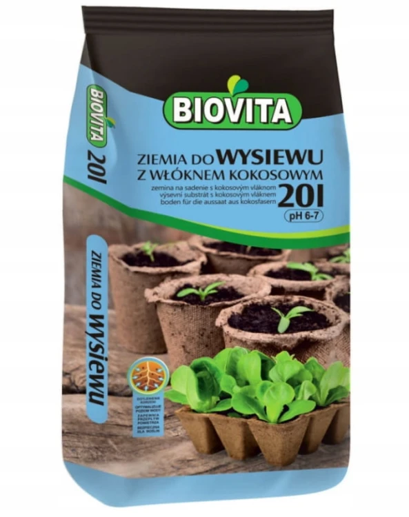 ZIEMIA DO WYSIEWU 20L z włóknem kokoswowym BIOVITA