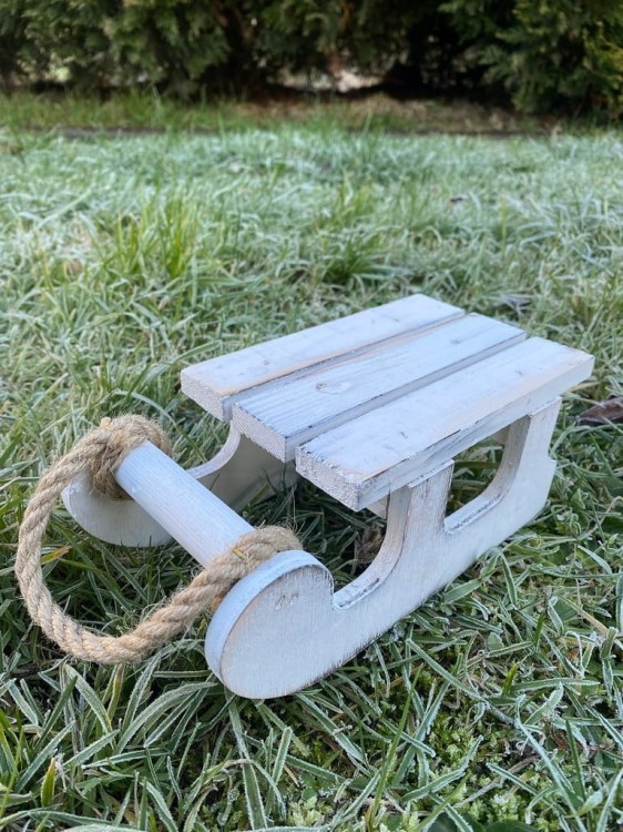 SANKI drewniane BIAŁE stroik ŚWIĘTA 22cm MAŁE nr 1