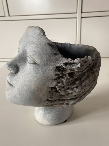 Osłonka GŁOWA doniczka 20cm cementowa szara 116126