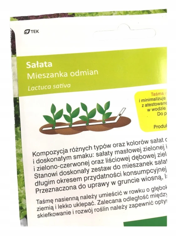 Sałata mieszanka odmian kolor NASIONA NA TAŚMIE 6M