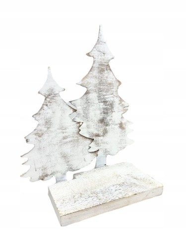Stroik CHOINKI BIAŁE drewno ŚWIĘTA wys.40cm ozdoba
