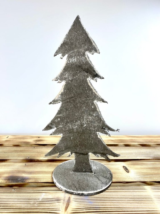 CHOINKA SZARA drewniana ozdoba ŚWIETA wys.39cm
