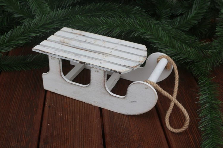 SANKI drewniane BIAŁE stroik 30cm ŚREDNIE nr2