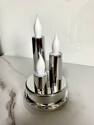 Świeca led TRIO srebrna znicz elektryczny na grób