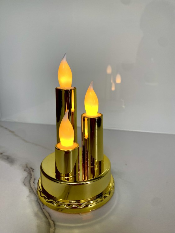 Świeca led TRIO złota znicz elektryczny na grób