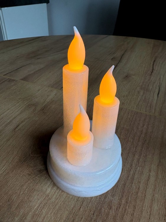 Świeca led TRIO biała znicz elektryczny na grób