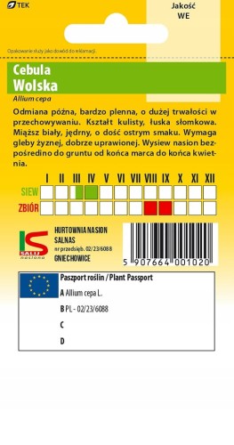 Cebula wolska 5g salnas nasiona warzyw warzywa