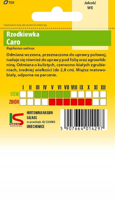 Rzodkiewka CARO 10g SALNAS nasiona warzyw warzywa