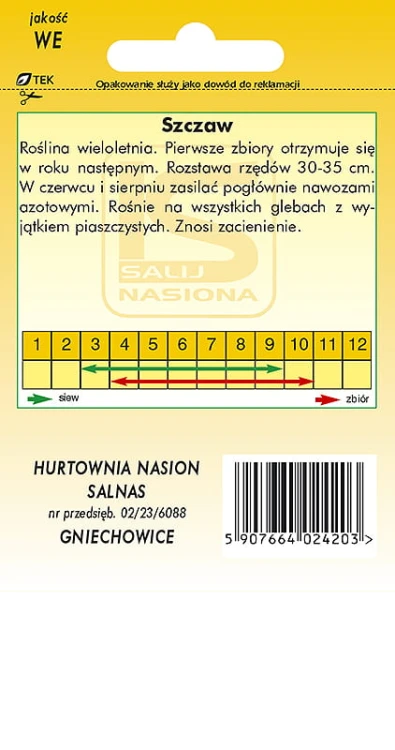 Szczaw LYOŃSKI 2g salnas nasiona warzyw warzywa