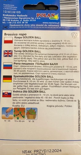 RZEPA JADALNA GOLDEN BALL 10g nasiona warzywa!