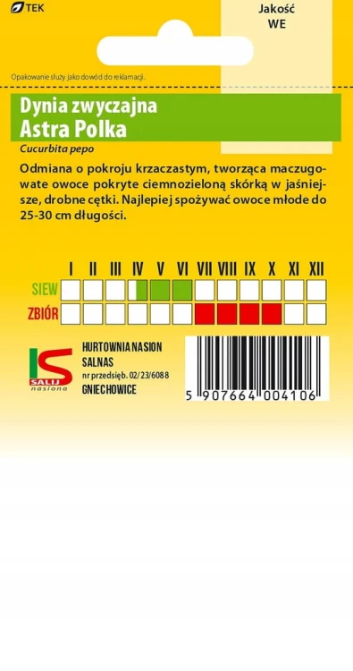 Cukinia dynia ASTRA POLKA 2g SALNAS nasiona warzyw