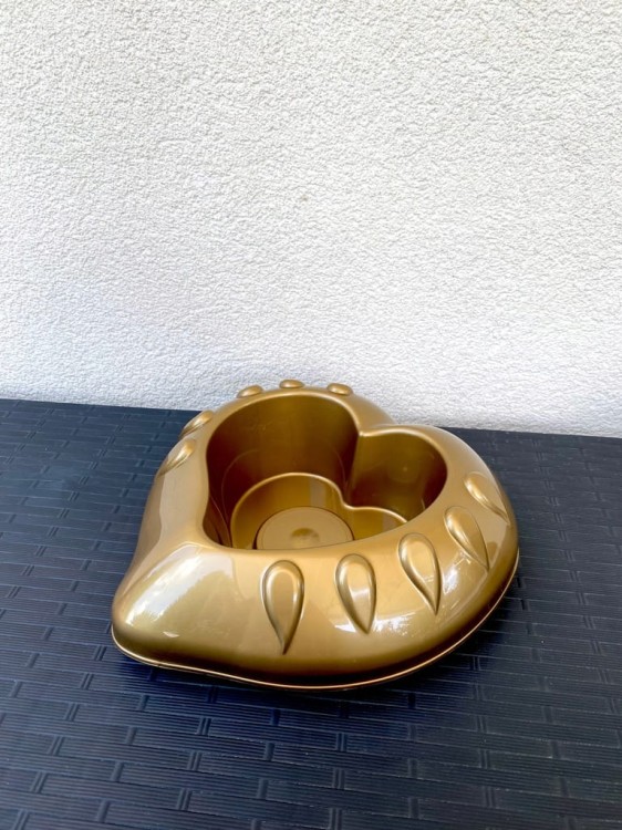 IKEBANA SERCE 24cm Miska osłonka doniczka ZŁOTA